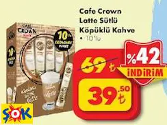 CAFE CROWN LATTE SÜTLÜ KÖPÜKLÜ KAHVE 10'LU CAFE CROWN LATTE SÜTLÜ KÖPÜKLÜ KAHVE 10'LU
